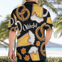Oktoberfest Hawaiian Shirt with Beer Mug and Pretzel Illustration Black Festive - Wonder Print Shop