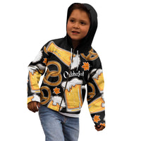 Oktoberfest Kid Hoodie with Beer Mug and Pretzel Illustration Black Festive - Wonder Print Shop