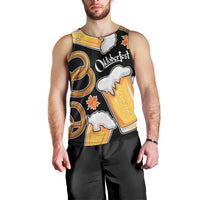 Oktoberfest Men Tank Top with Beer Mug and Pretzel Illustration Black Festive - Wonder Print Shop