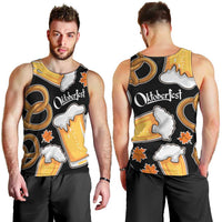 Oktoberfest Men Tank Top with Beer Mug and Pretzel Illustration Black Festive - Wonder Print Shop