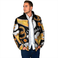 Oktoberfest Padded Jacket with Beer Mug and Pretzel Illustration Black Festive - Wonder Print Shop