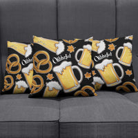 Oktoberfest Pillow Cover with Beer Mug and Pretzel Illustration Black Festive - Wonder Print Shop