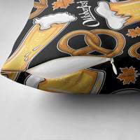 Oktoberfest Pillow Cover with Beer Mug and Pretzel Illustration Black Festive - Wonder Print Shop