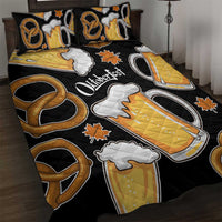 Oktoberfest Quilt Bed Set with Beer Mug and Pretzel Illustration Black Festive - Wonder Print Shop