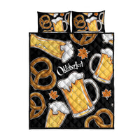 Oktoberfest Quilt Bed Set with Beer Mug and Pretzel Illustration Black Festive - Wonder Print Shop