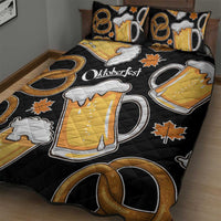 Oktoberfest Quilt Bed Set with Beer Mug and Pretzel Illustration Black Festive - Wonder Print Shop