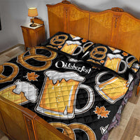 Oktoberfest Quilt Bed Set with Beer Mug and Pretzel Illustration Black Festive - Wonder Print Shop