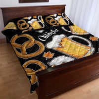 Oktoberfest Quilt Bed Set with Beer Mug and Pretzel Illustration Black Festive - Wonder Print Shop