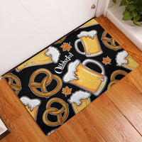 Oktoberfest Rubber Doormat with Beer Mug and Pretzel Illustration Black Festive - Wonder Print Shop