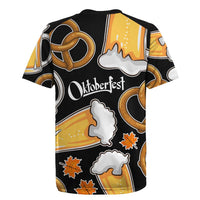 Oktoberfest Rugby Jersey with Beer Mug and Pretzel Illustration Black Festive - Wonder Print Shop