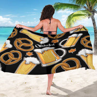 Oktoberfest Sarong with Beer Mug and Pretzel Illustration Black Festive - Wonder Print Shop