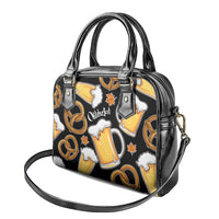 Oktoberfest Shoulder Handbag with Beer Mug and Pretzel Illustration Black Festive - Wonder Print Shop
