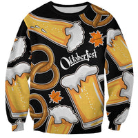 Oktoberfest Sweatshirt with Beer Mug and Pretzel Illustration Black Festive - Wonder Print Shop