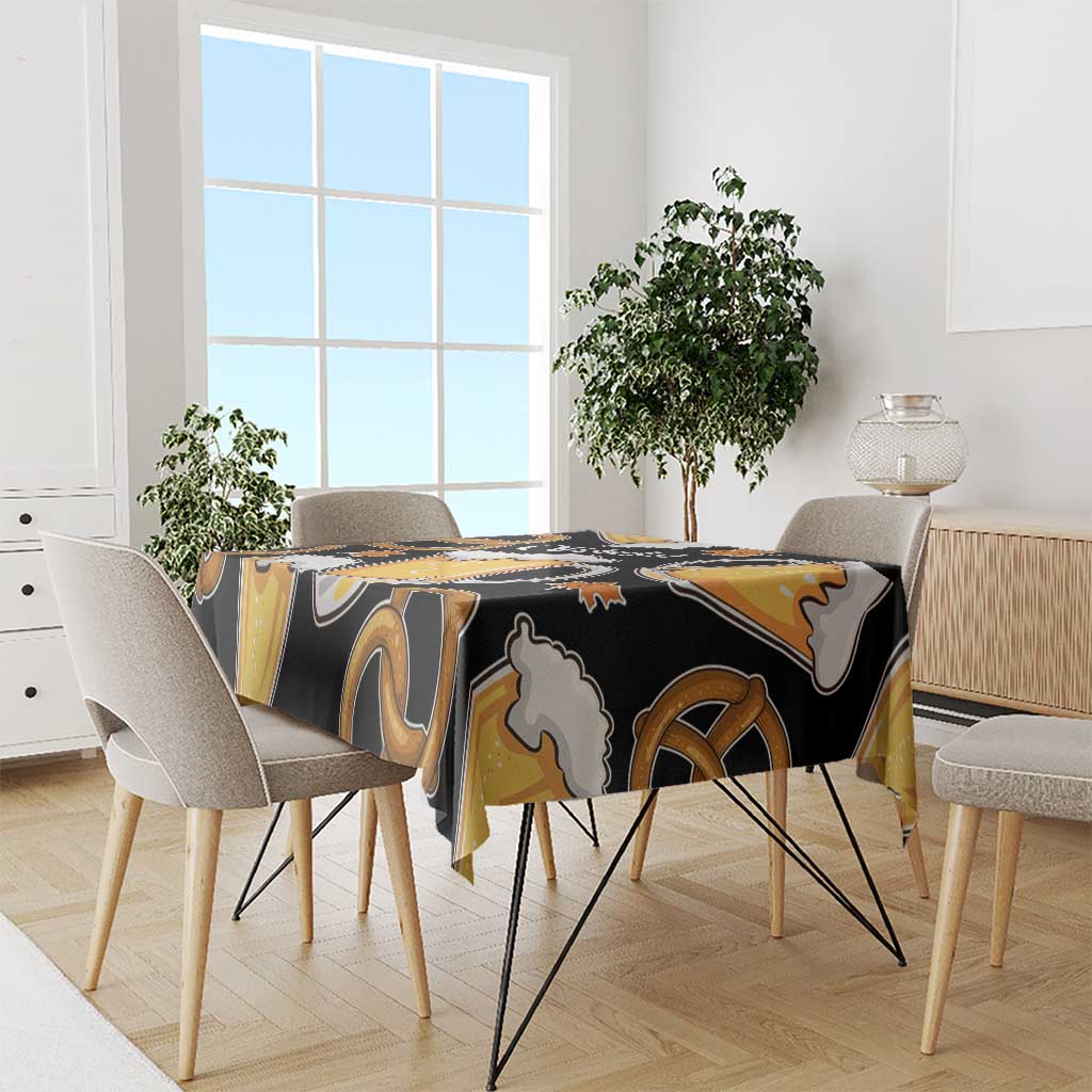 Oktoberfest Tablecloth with Beer Mug and Pretzel Illustration Black Festive - Wonder Print Shop