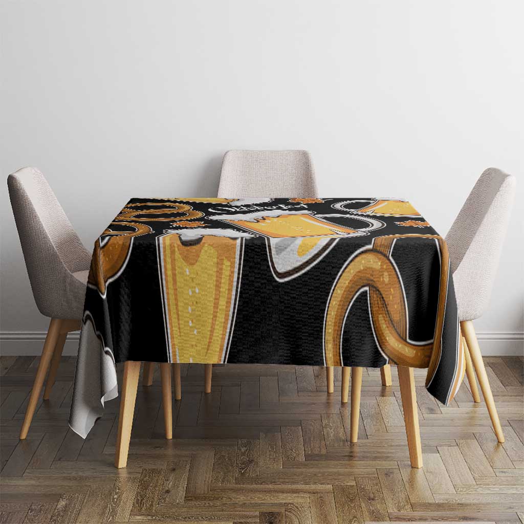 Oktoberfest Tablecloth with Beer Mug and Pretzel Illustration Black Festive - Wonder Print Shop