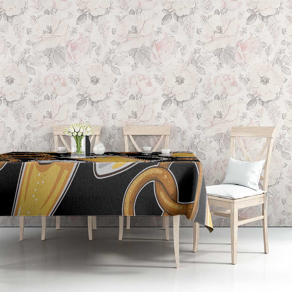 Oktoberfest Tablecloth with Beer Mug and Pretzel Illustration Black Festive - Wonder Print Shop