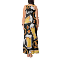 Oktoberfest Tank Maxi Dress with Beer Mug and Pretzel Illustration Black Festive - Wonder Print Shop