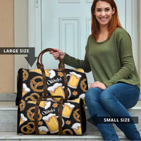 Oktoberfest Travel Bag with Beer Mug and Pretzel Illustration Black Festive - Wonder Print Shop