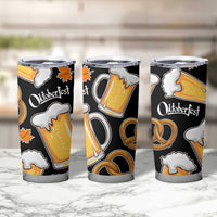 Oktoberfest Tumbler Cup with Beer Mug and Pretzel Illustration Black Festive - Wonder Print Shop