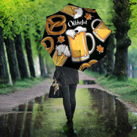 Oktoberfest Umbrella with Beer Mug and Pretzel Illustration Black Festive - Wonder Print Shop