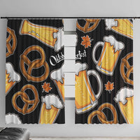 Oktoberfest Window Curtain with Beer Mug and Pretzel Illustration Black Festive - Wonder Print Shop