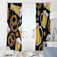 Oktoberfest Window Curtain with Beer Mug and Pretzel Illustration Black Festive - Wonder Print Shop
