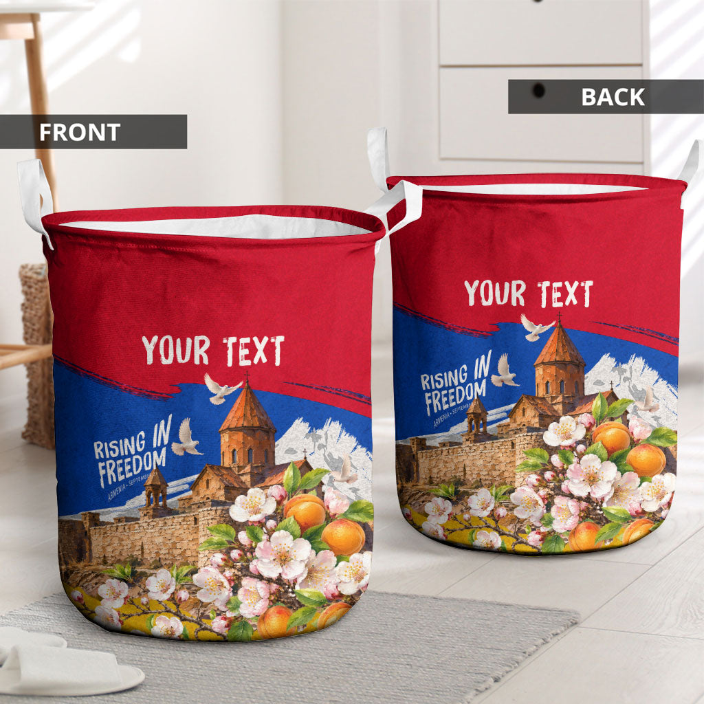 Personalized Armenia Heritage Laundry Basket Ararat Monastery Rising In Freedom Patriotic Doves