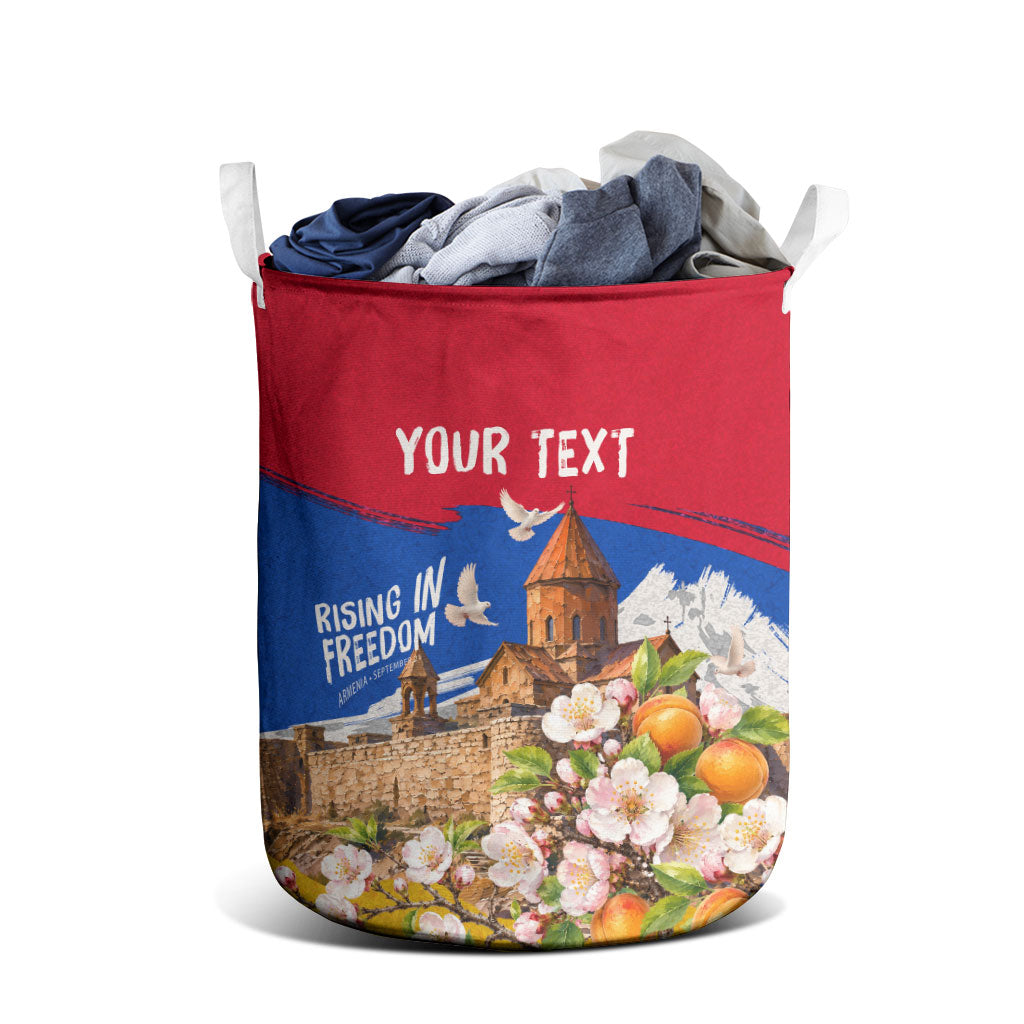 Personalized Armenia Heritage Laundry Basket Ararat Monastery Rising In Freedom Patriotic Doves