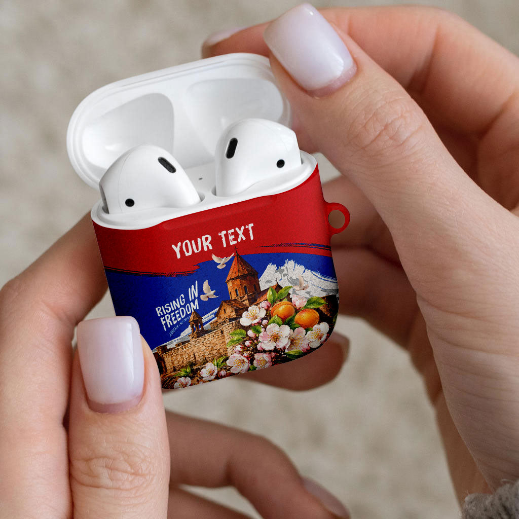 Personalized Armenia Heritage AirPods Case Ararat Monastery Rising In Freedom Patriotic Doves
