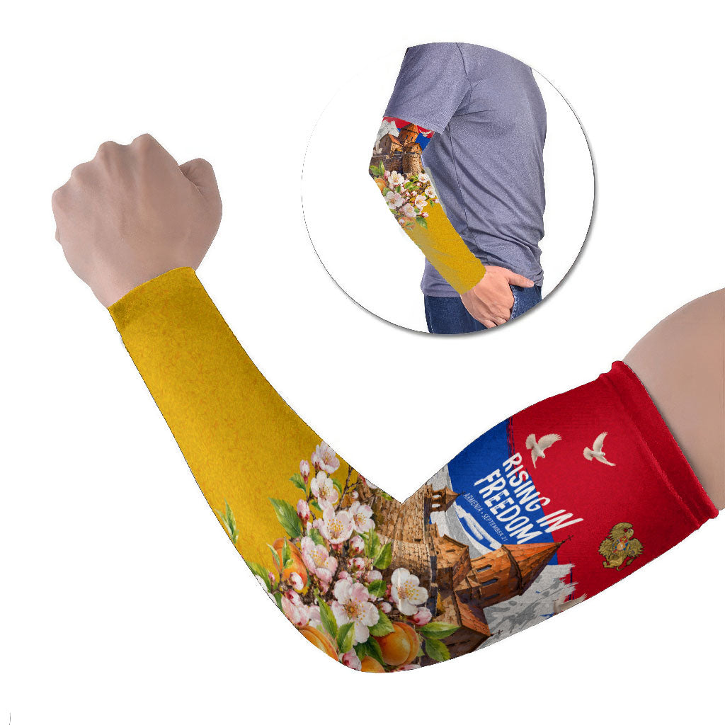 Personalized Armenia Heritage Arm Sleeves Ararat Monastery Rising In Freedom Patriotic Doves