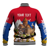 Personalized Armenia Heritage Baseball Jacket Ararat Monastery Rising In Freedom Patriotic Doves