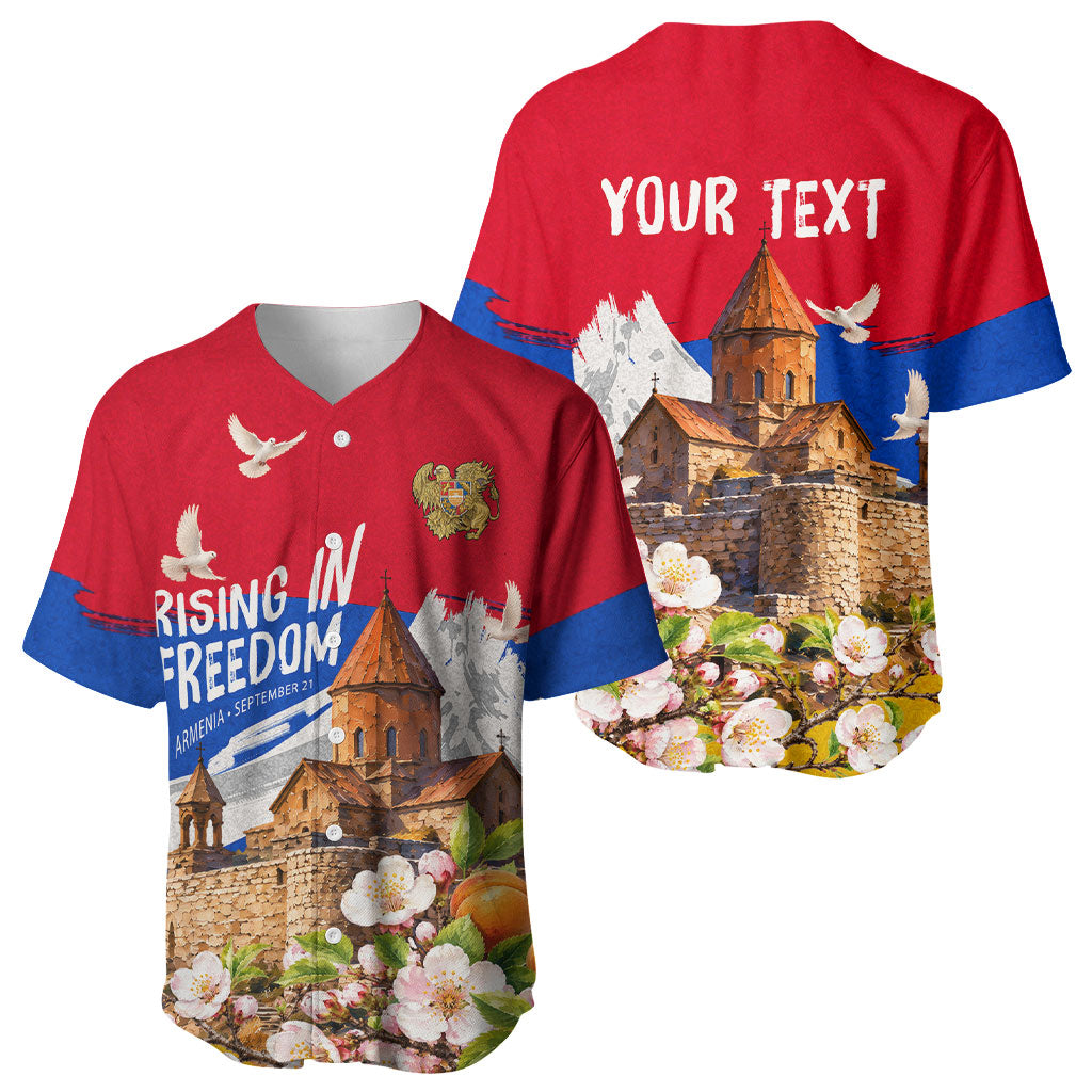 Personalized Armenia Heritage Baseball Jersey Ararat Monastery Rising In Freedom Patriotic Doves