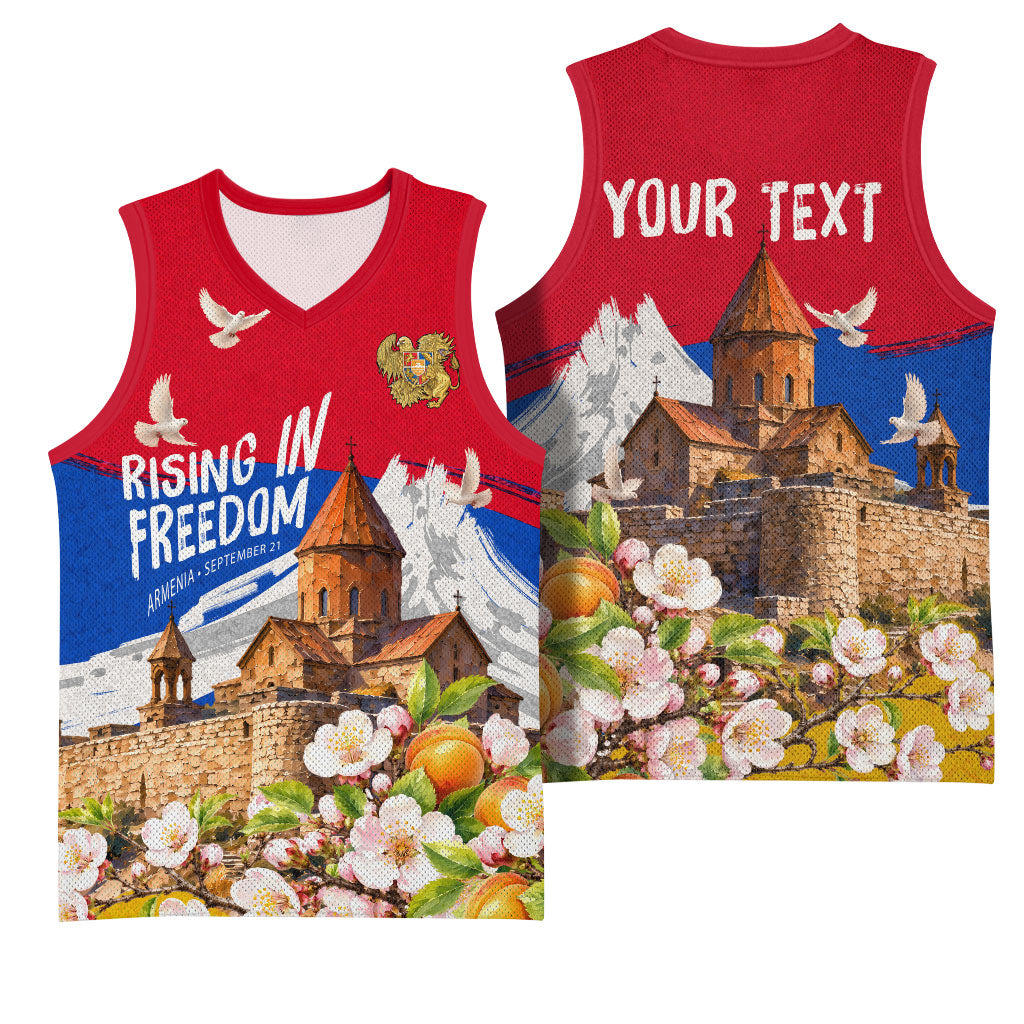 Personalized Armenia Heritage Basketball Jersey Ararat Monastery Rising In Freedom Patriotic Doves