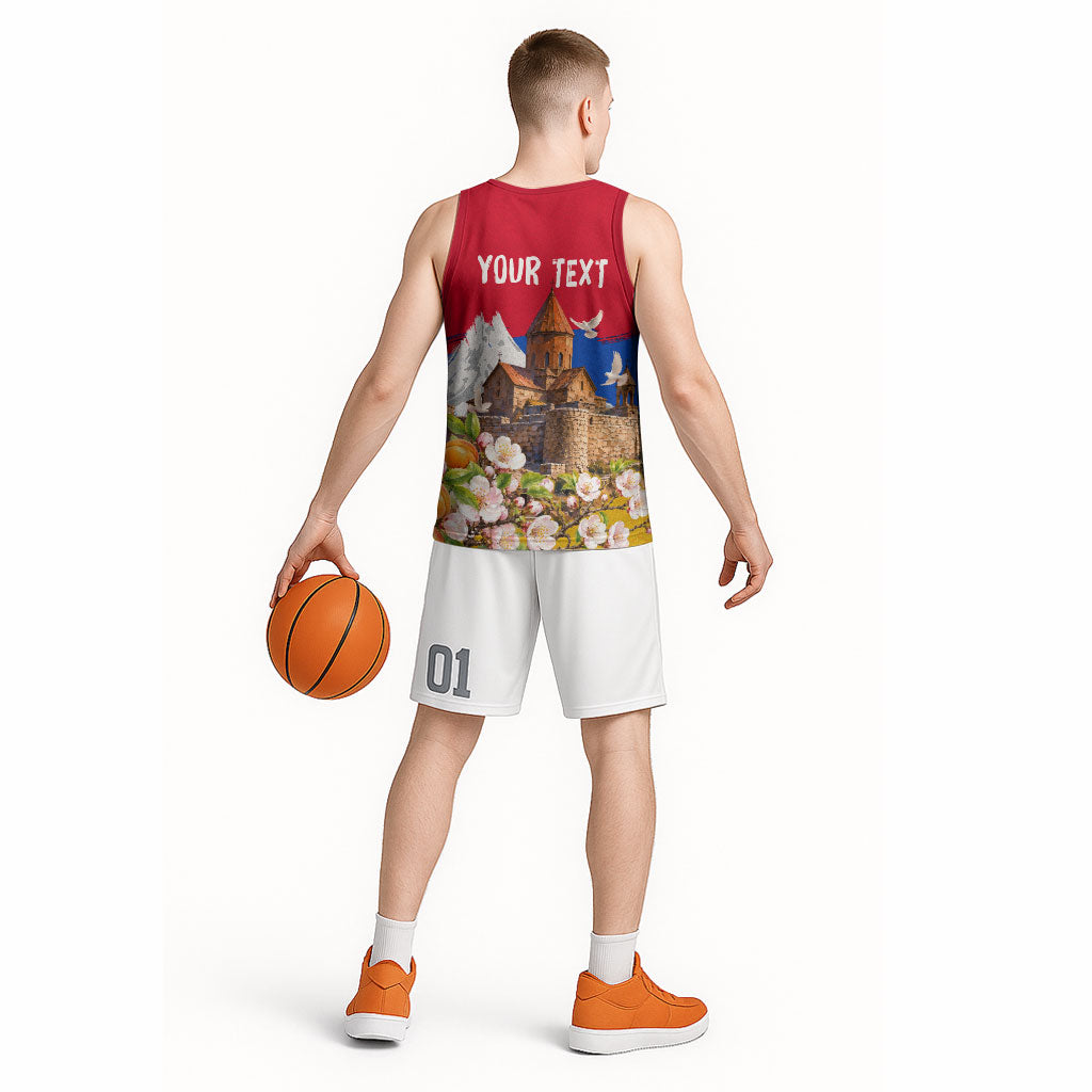 Personalized Armenia Heritage Basketball Jersey Ararat Monastery Rising In Freedom Patriotic Doves