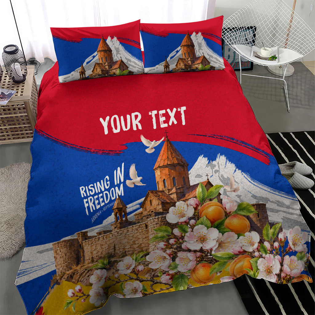 Personalized Armenia Heritage Bedding Set Ararat Monastery Rising In Freedom Patriotic Doves