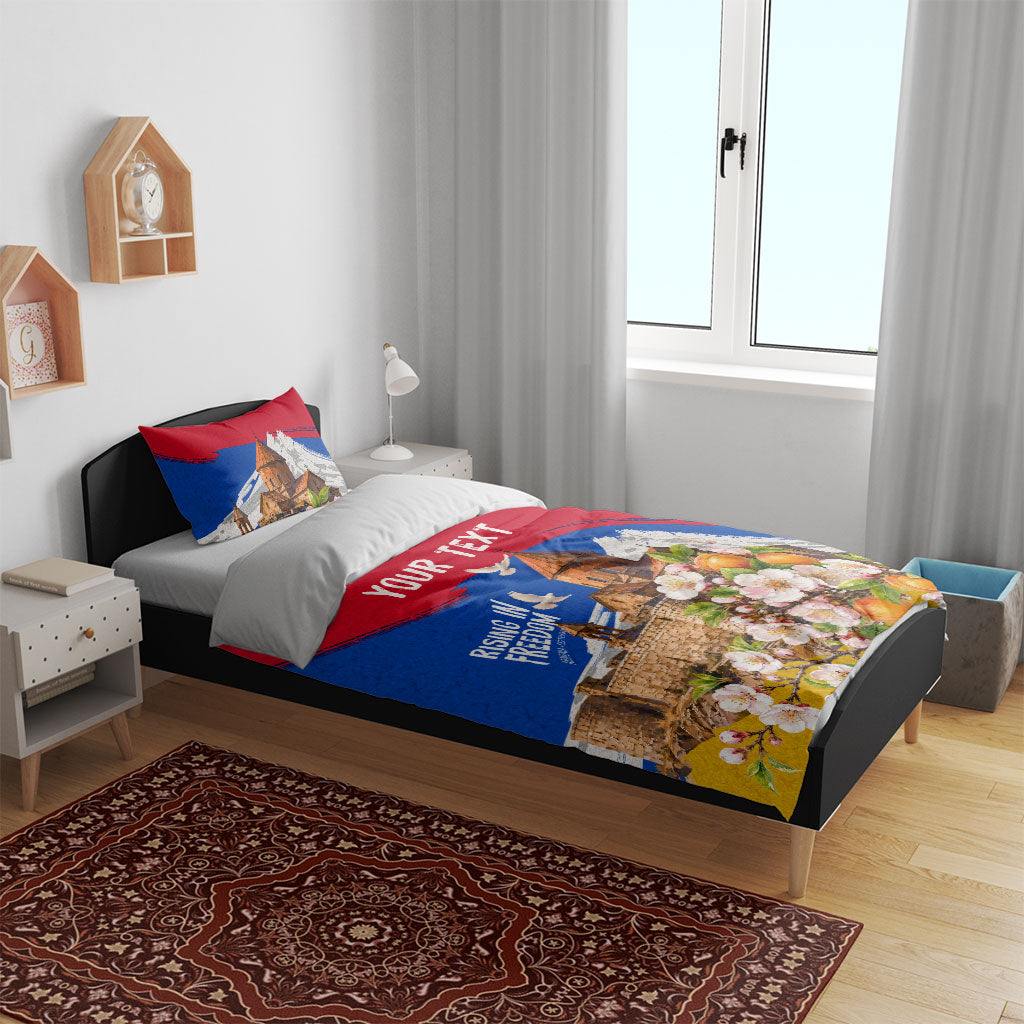 Personalized Armenia Heritage Bedding Set Ararat Monastery Rising In Freedom Patriotic Doves