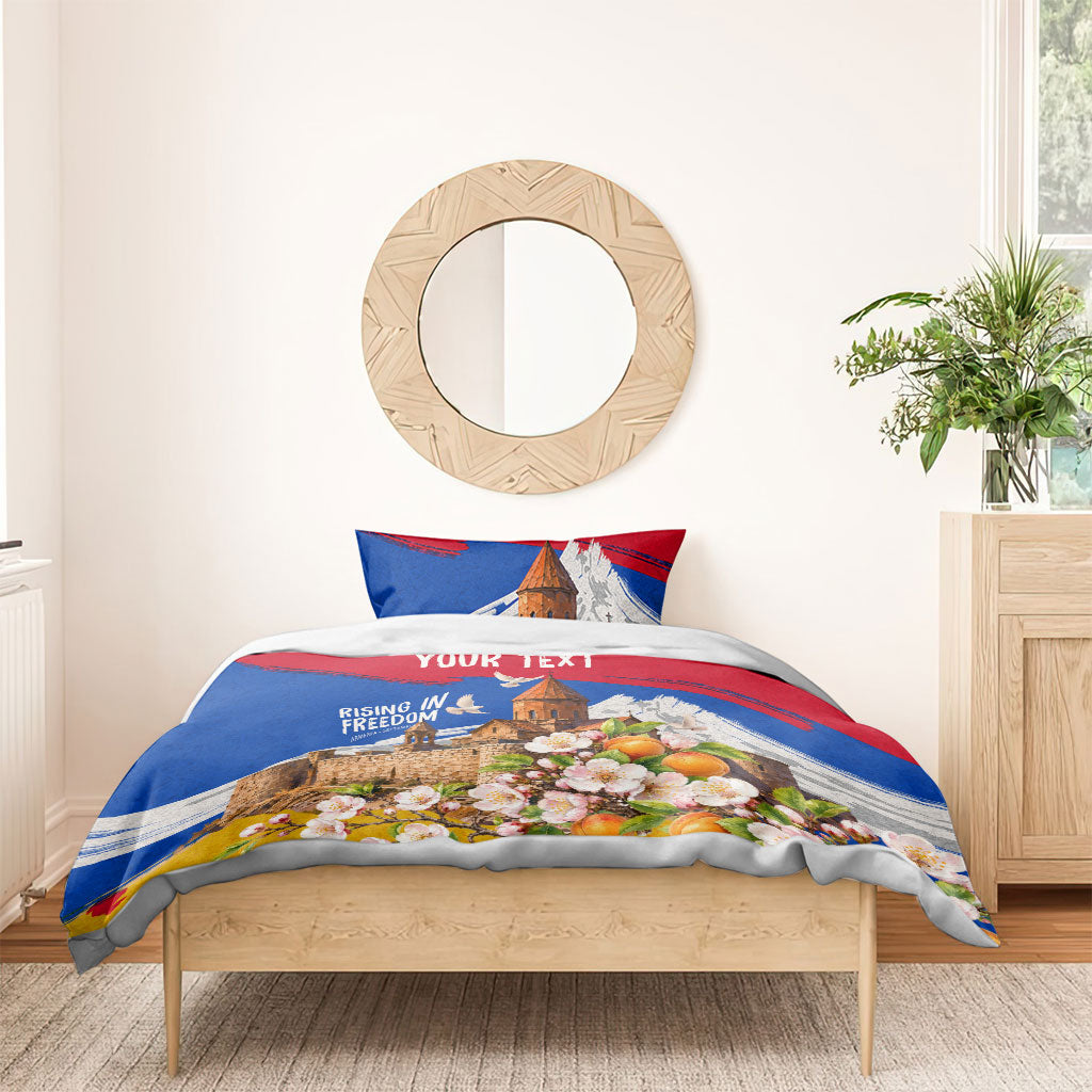 Personalized Armenia Heritage Bedding Set Ararat Monastery Rising In Freedom Patriotic Doves