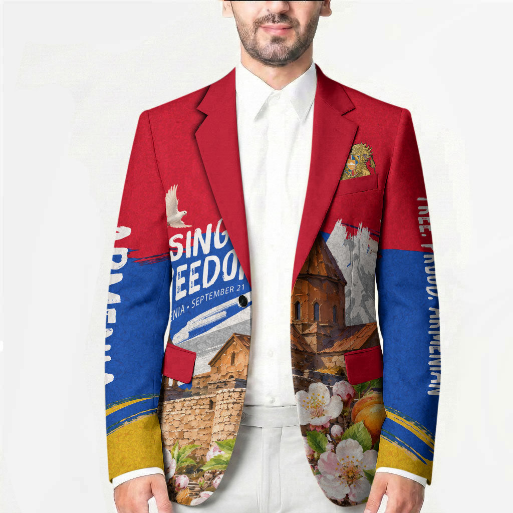 Personalized Armenia Heritage Blazer Ararat Monastery Rising In Freedom Patriotic Doves