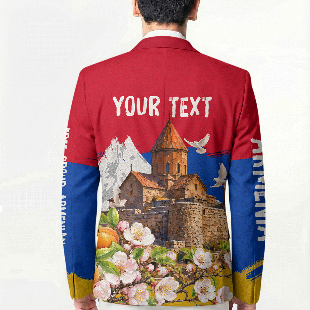Personalized Armenia Heritage Blazer Ararat Monastery Rising In Freedom Patriotic Doves