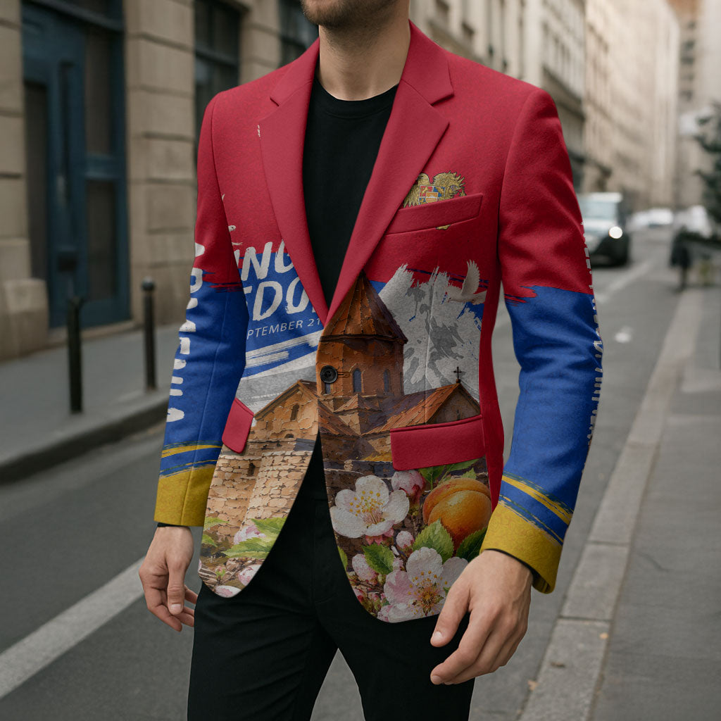 Personalized Armenia Heritage Blazer Ararat Monastery Rising In Freedom Patriotic Doves