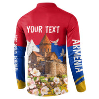 Personalized Armenia Heritage Button Sweatshirt Ararat Monastery Rising In Freedom Patriotic Doves