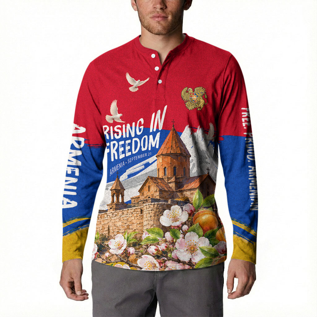 Personalized Armenia Heritage Button Sweatshirt Ararat Monastery Rising In Freedom Patriotic Doves