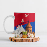 Personalized Armenia Heritage Ceramic Mug Ararat Monastery Rising In Freedom Patriotic Doves