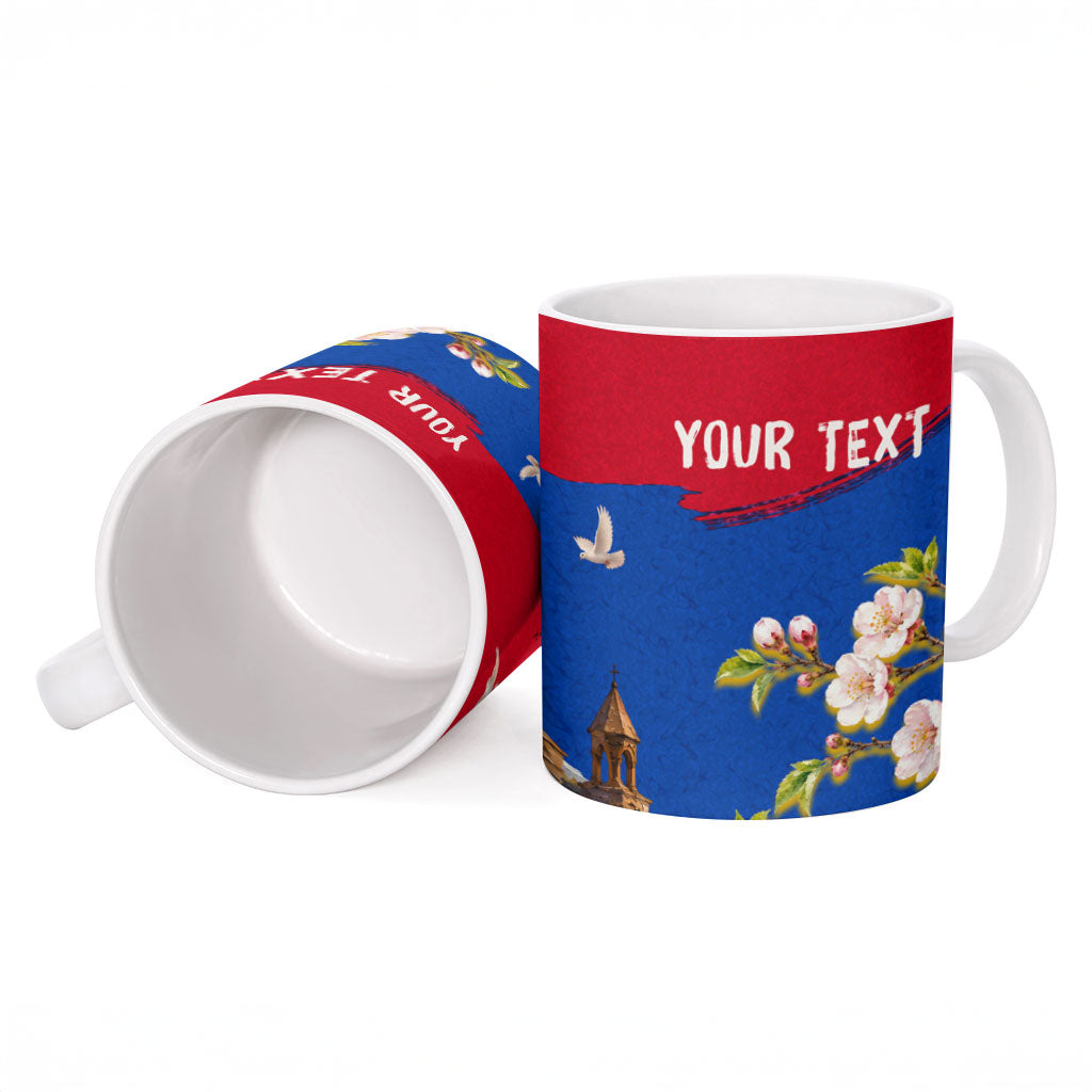 Personalized Armenia Heritage Ceramic Mug Ararat Monastery Rising In Freedom Patriotic Doves