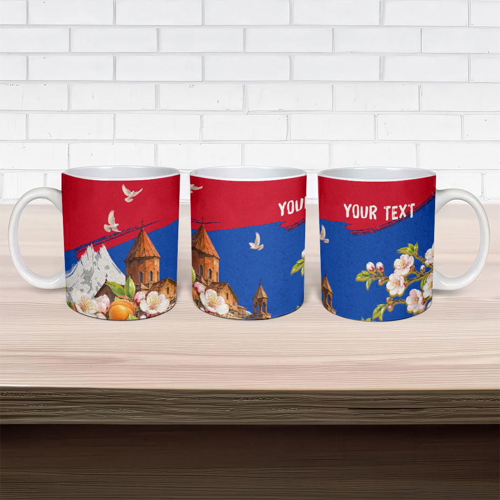 Personalized Armenia Heritage Ceramic Mug Ararat Monastery Rising In Freedom Patriotic Doves