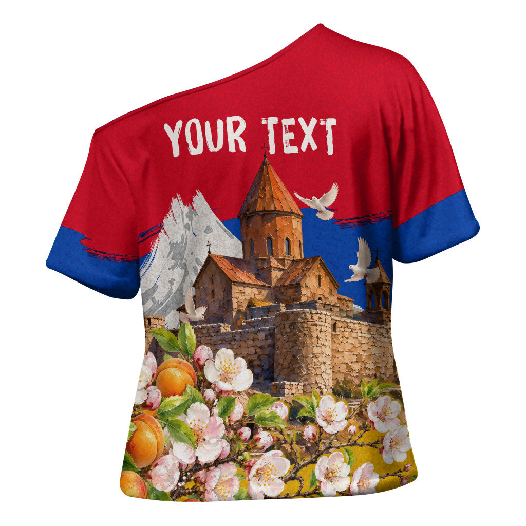 Personalized Armenia Heritage Cross Shoulder Shirt Ararat Monastery Rising In Freedom Patriotic Doves