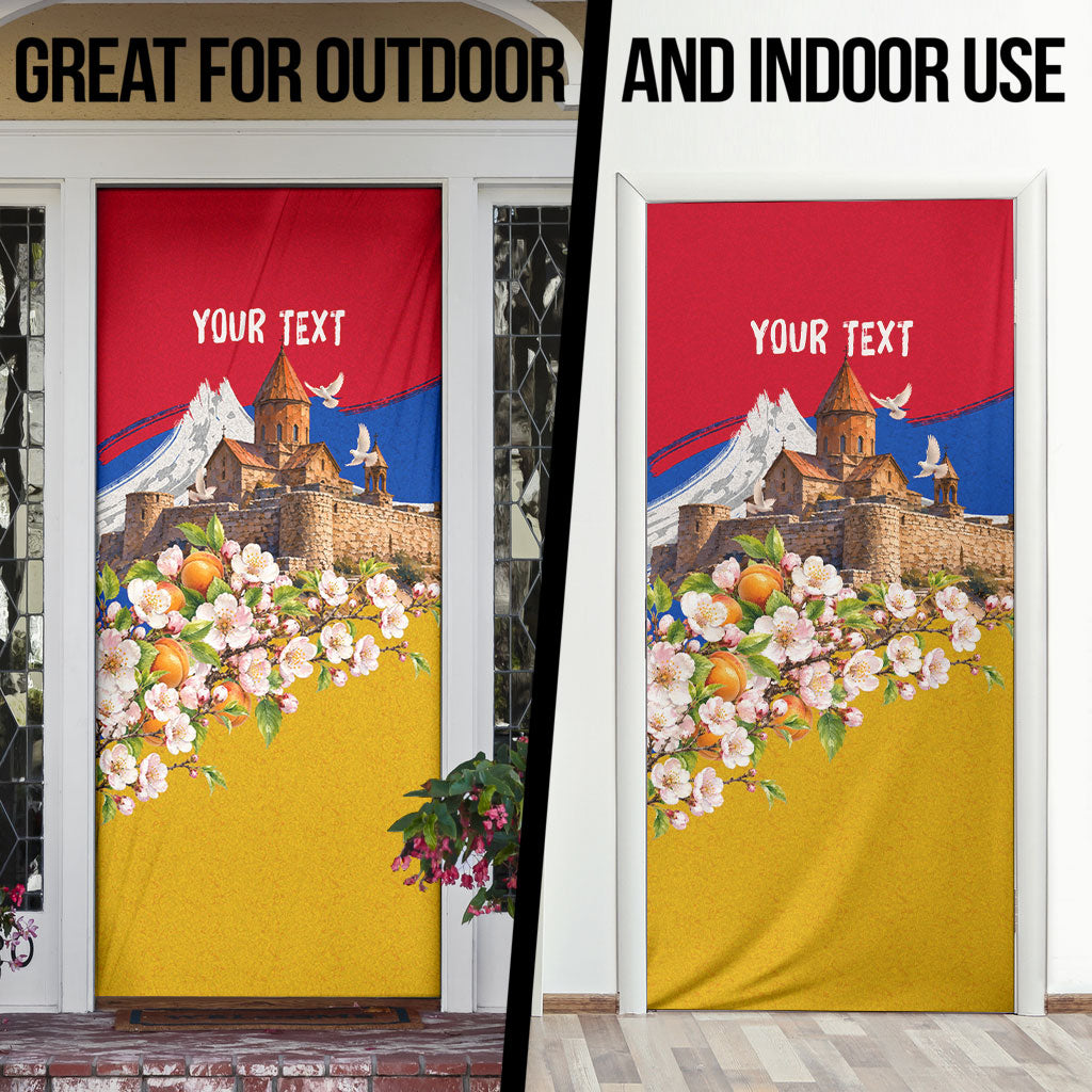 Personalized Armenia Heritage Door Cover Ararat Monastery Rising In Freedom Patriotic Doves