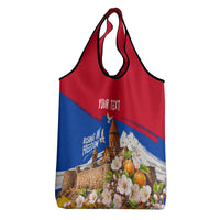 Personalized Armenia Heritage Grocery Bag Ararat Monastery Rising In Freedom Patriotic Doves