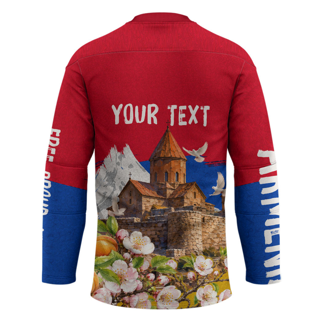Personalized Armenia Heritage Hockey Jersey Ararat Monastery Rising In Freedom Patriotic Doves