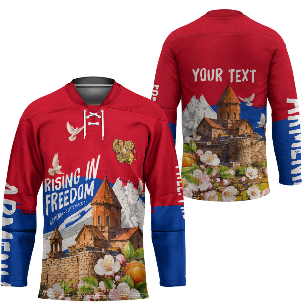 Personalized Armenia Heritage Hockey Jersey Ararat Monastery Rising In Freedom Patriotic Doves